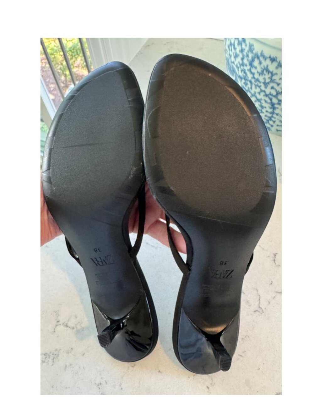 Zara Black Satin Kitten Heeled Sandals Size 7.5 - Picture 6 of 6